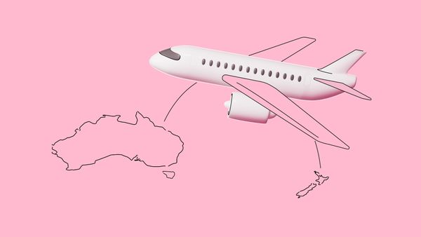 Animated plane flying from New Zealand to Austral